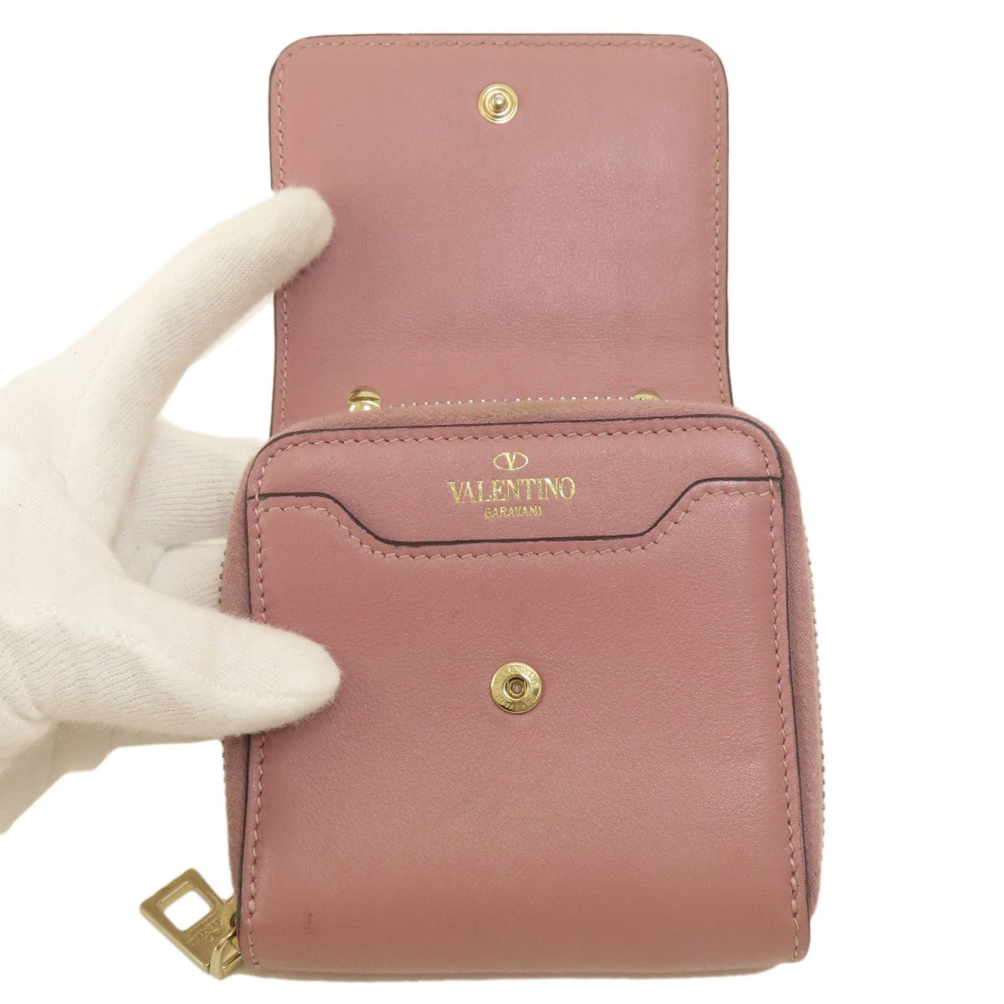 Valentino Garavani Studded Bi-Fold Wallet Leather