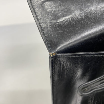 Salvatore Ferragamo Gancini Leather Handbag In Black