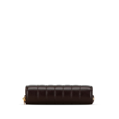 Saint Laurent Quilted Joan Bi-Fold Wallet Compact 668323 Wine Red Leather