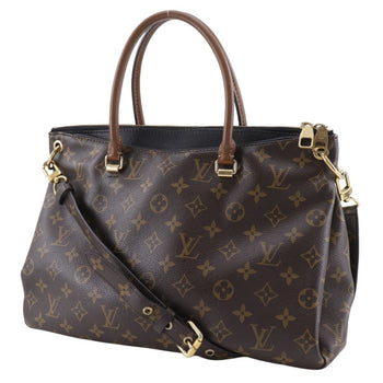 Louis Vuitton Pallas Handbag Shoulder Bag M41064 Monogram Canvas Noir Made In Usa 2015 Brown Sd0155