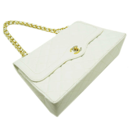 Chanel Paris Limited Edition Double Flap Shoulder Bag In White Lambskin