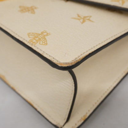 Gucci Sylvie Handbag 524405 Leather Ivory Gold