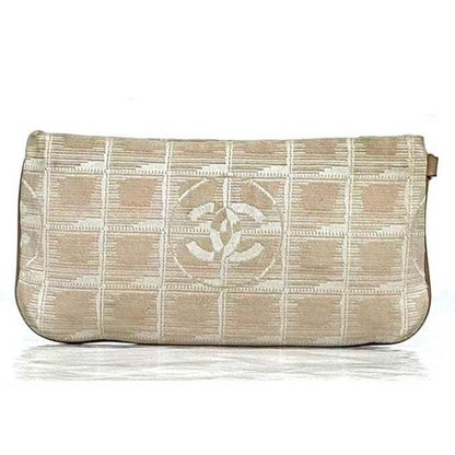 Chanel Pouch Ec-22567 Beige New Travel Line Nylon Leather 9068273 Chanel Coco Mark