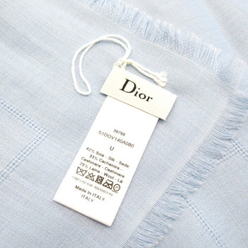 Christian Dior Cannage Jacquard Large Stole/Scarf Shawl Silk Cashmere Blend Logo Blue
