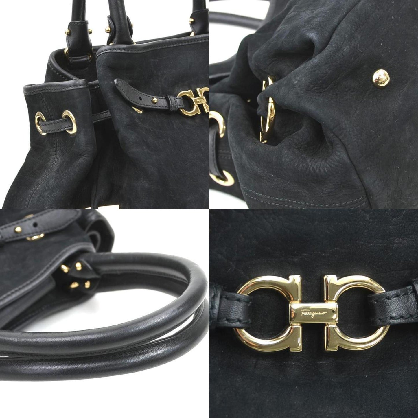 Salvatore Ferragamo Gancini Handbag In Nubuck Leather
