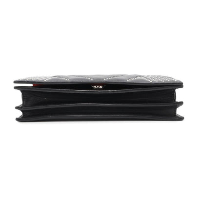 Mcm Chain Shoulder Bag Studs Leather 2Way Black
