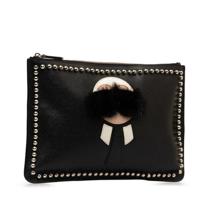 Fendi Karl Lagerfeld Clutch Bag 7N0078 52P Black Leather