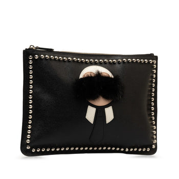 Fendi Karl Lagerfeld Clutch Bag 7N0078 52P Black Leather