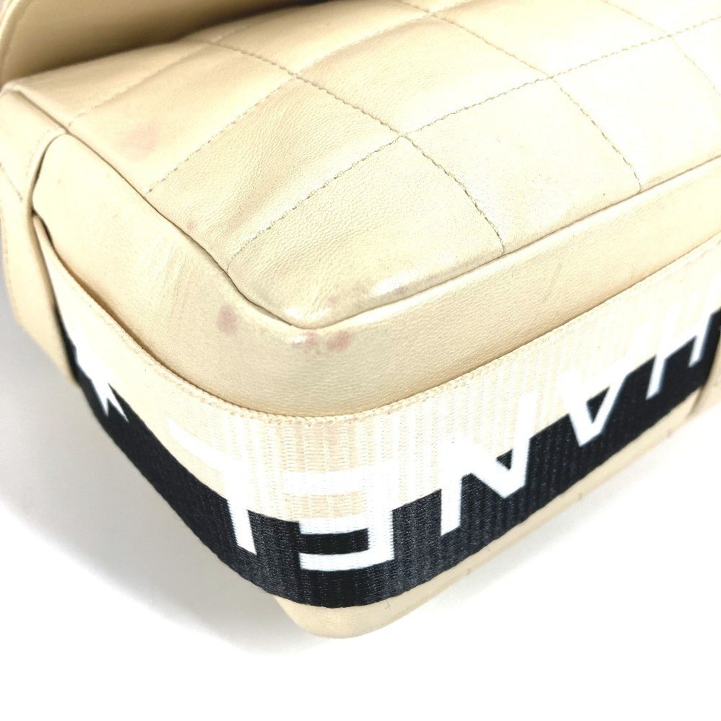 Chanel Cc Coco Mark Chocolate Bar Two-Tone Crossbody Flap Pochette Shoulder Bag In White Leather