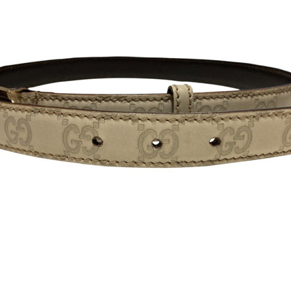Gucci Gucci Shima Gg Pattern Top Leather Belt 146439 White