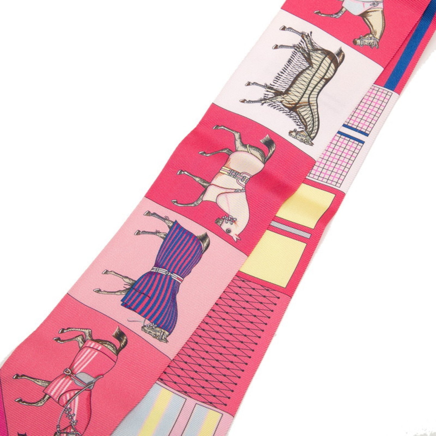 Herms Twilly Couvertures Et Tenues Horse Blanket Scarf Muffler Pink Multicolor Silk