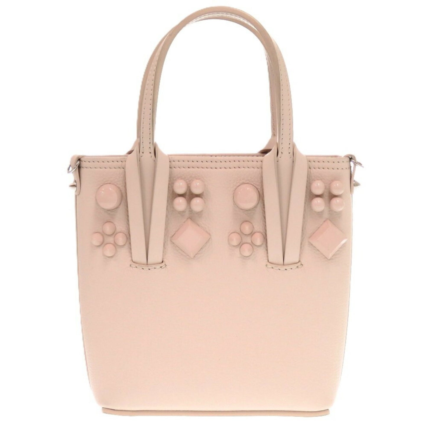 Like New Christian Louboutin Painted Cabata Mini Calfskin Leather Tote Bag In Pink Beige