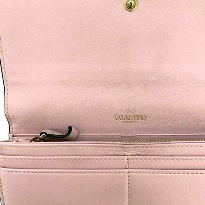 Valentino Garavani Bifold Long Wallet Pink Rockstud Studded Leather