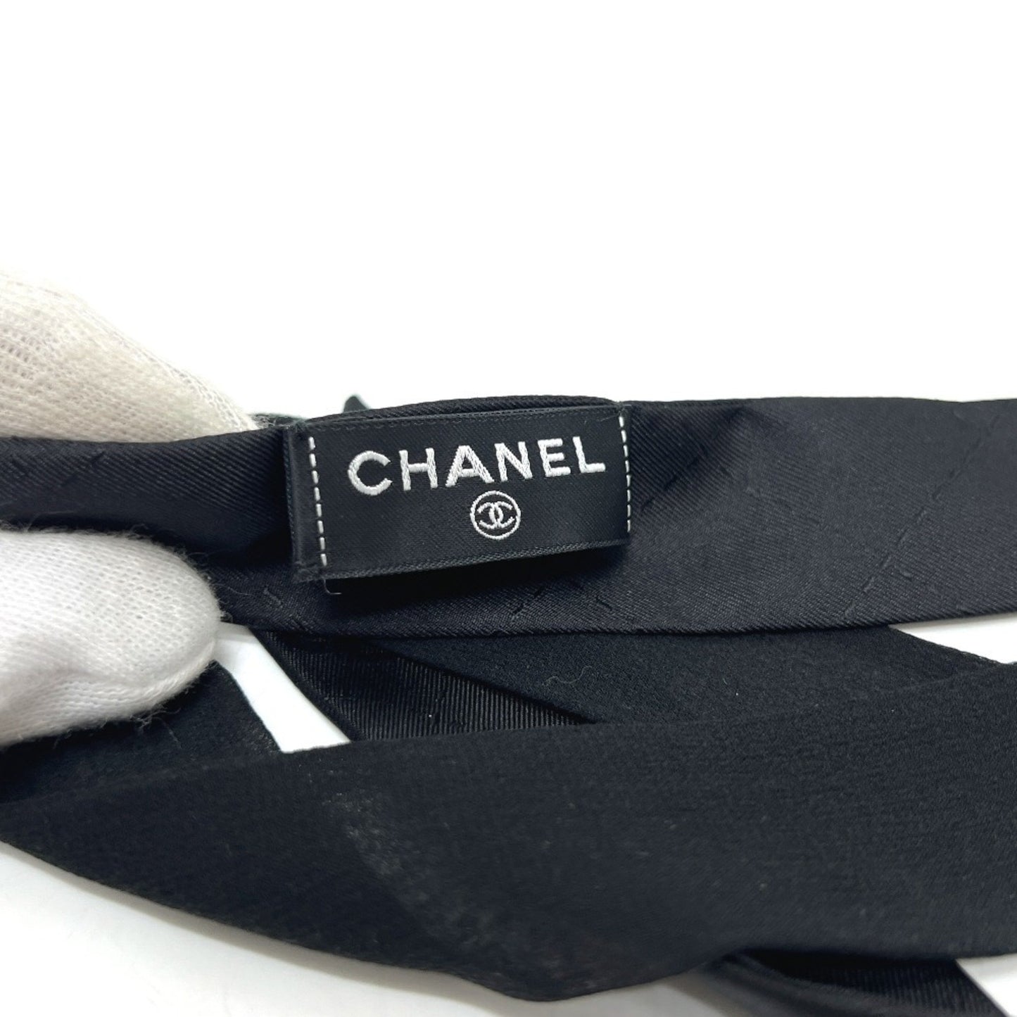 Chanel Coco Mark Matelasse Apparel Accessory Scarf Bow Tie Silk