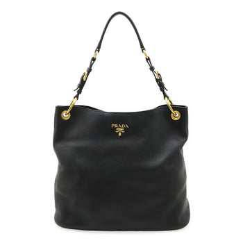 Prada Vit.Daino Shoulder Bag In Black Leather
