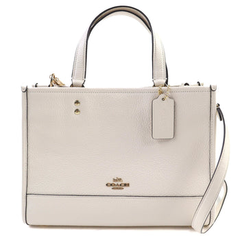 Coach 24Aw Co976 Logo Dempsey 2-Way Leather Tote Bag/Shoulder Bag In Chalk Ivory