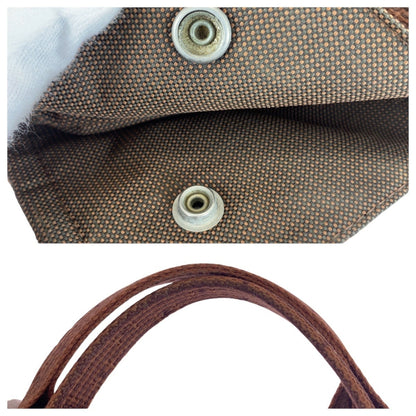 Hermes Air Line Mm Brown Canvas Tote Bag With Silver Hardware