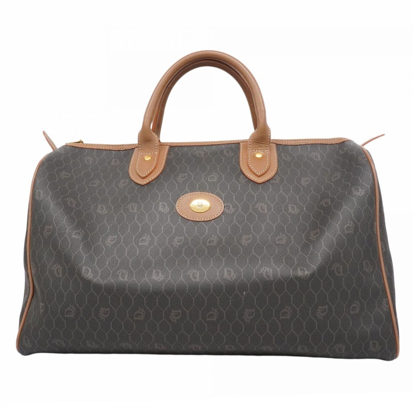 Christian Dior Boston Bag Honeycomb Gray Brown
