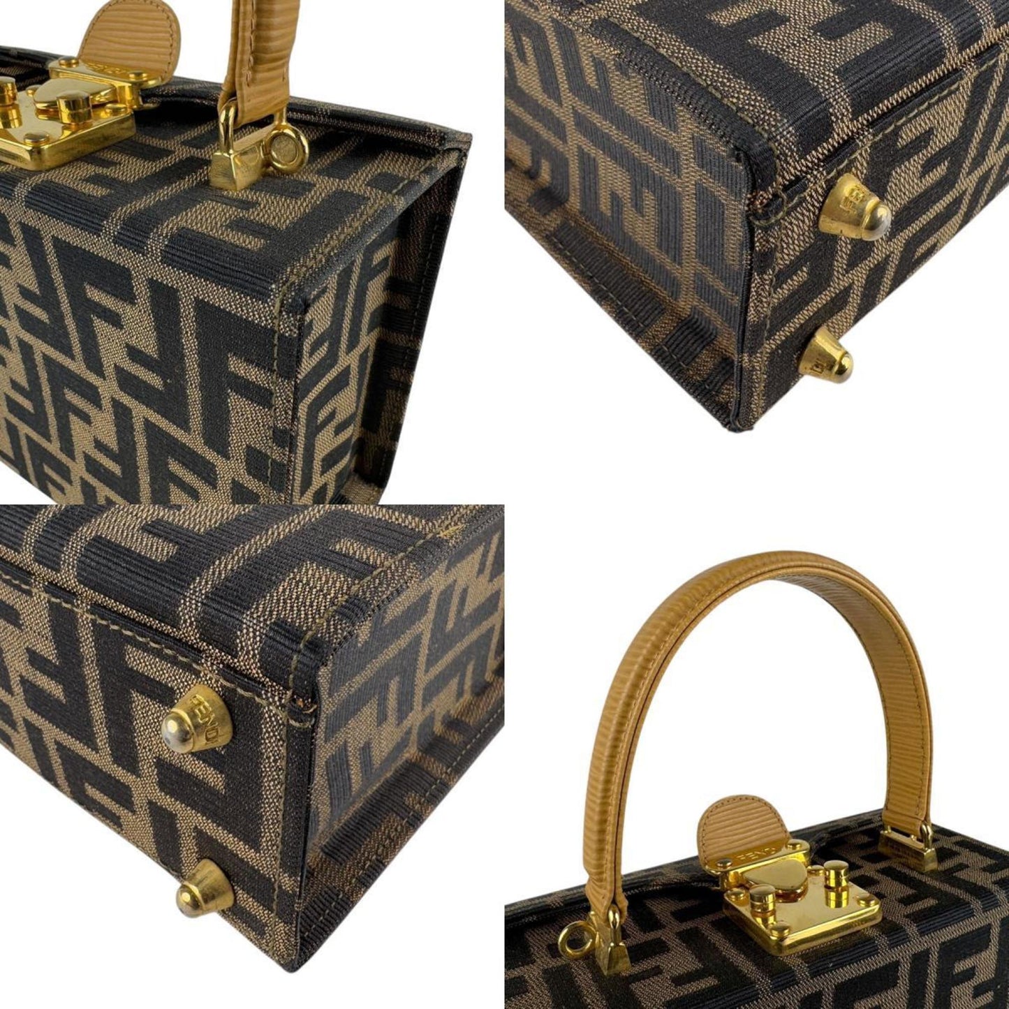 Fendi Zucca Vanity Shoulder Bag In Brown Nylon Canvas And Leather