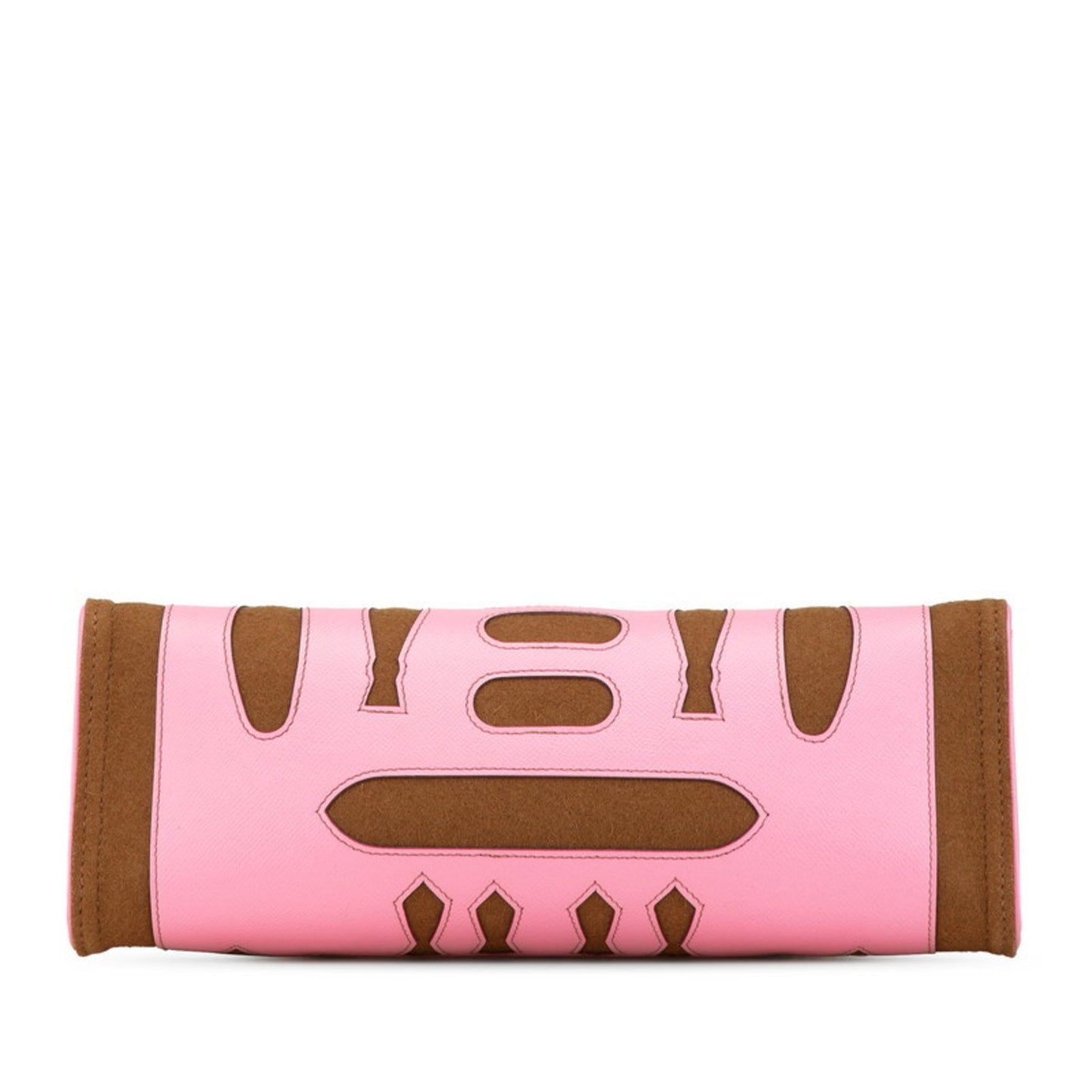 Hermes Petit H Tote Pm Bag Handbag Pink Brown Felt Epsom Leather