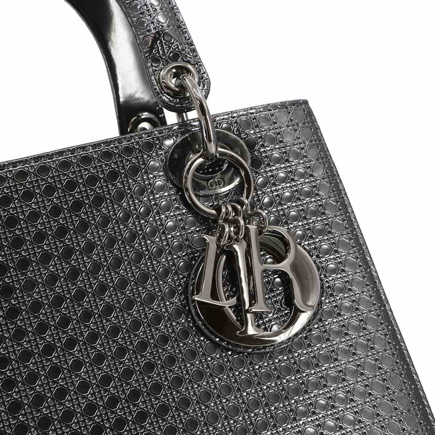 Christian Dior Micro Cannage Lady Medium 2-Way Hand/Shoulder Bag In Patent Leather