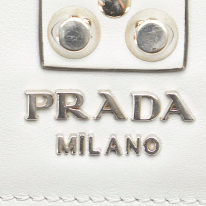 Prada Studded Crossbody Shoulder Bag In Gray Leather