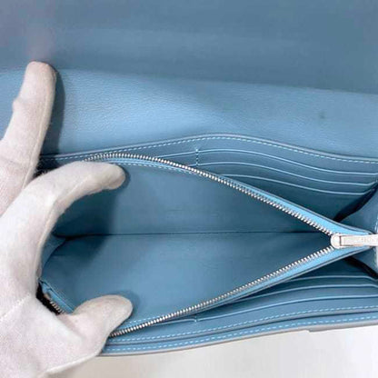 Celine Bifold Long Wallet Large Flap Multi-Function Light Blue 101673Au8 05Fr Leather Grain