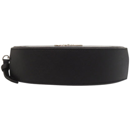 Like New Vivienne Westwood Round Crossbody Ove Genuine Leather Black Shoulder Bag 0894