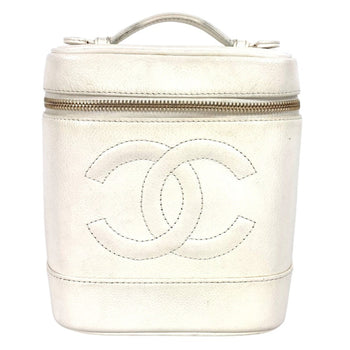 Chanel A01998 Cc Coco Mark Logo Vanity Bag/Pouch/Handbag In Caviar Leather