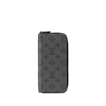 Louis Vuitton Monogram Shadow Zippy Wallet Vertical Long M81384 Grey Leather