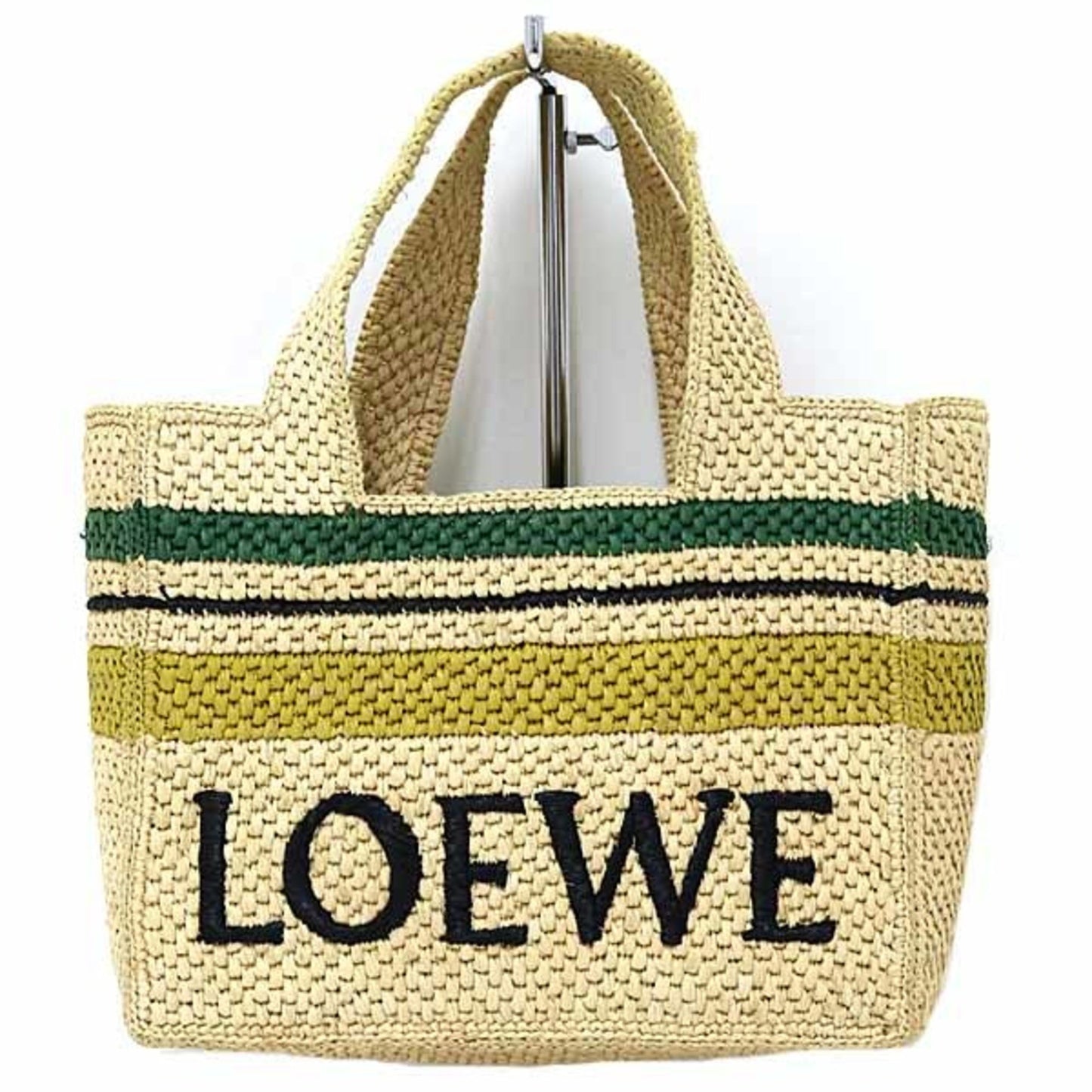 Loewe Loewe Font Tote Small Raffia Stripe Shoulder Bag