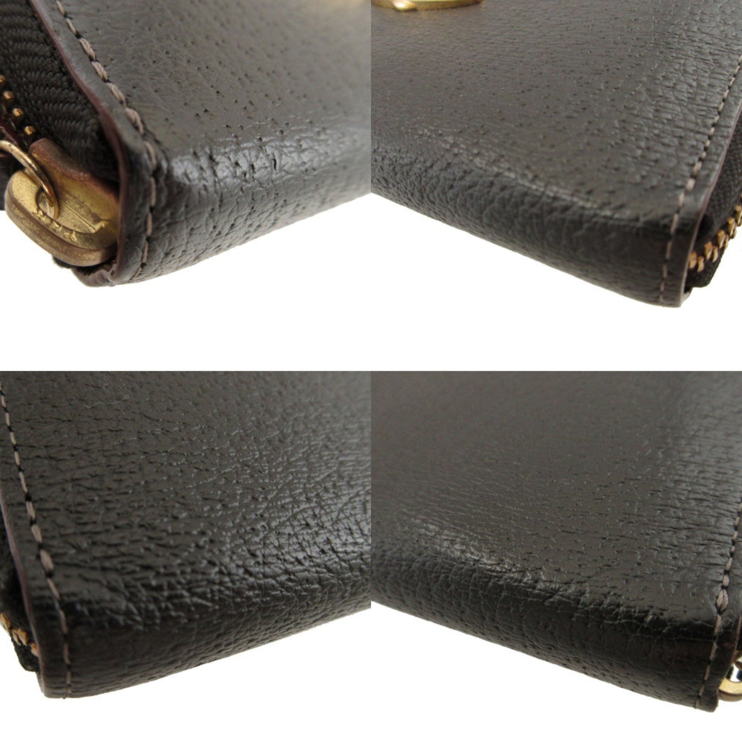 Like New Vivienne Westwood Orb Pattern Leather Black Round Zip Long Wallet 1658