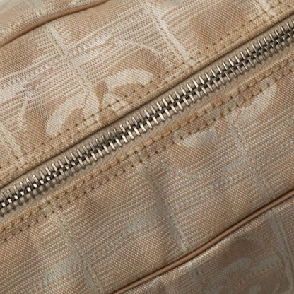 Chanel New Travel Line Handbag Boston Bag Ivory Beige Canvas Leather