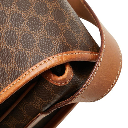 Celine Macadam Crossbody Shoulder Bag In Brown Leather