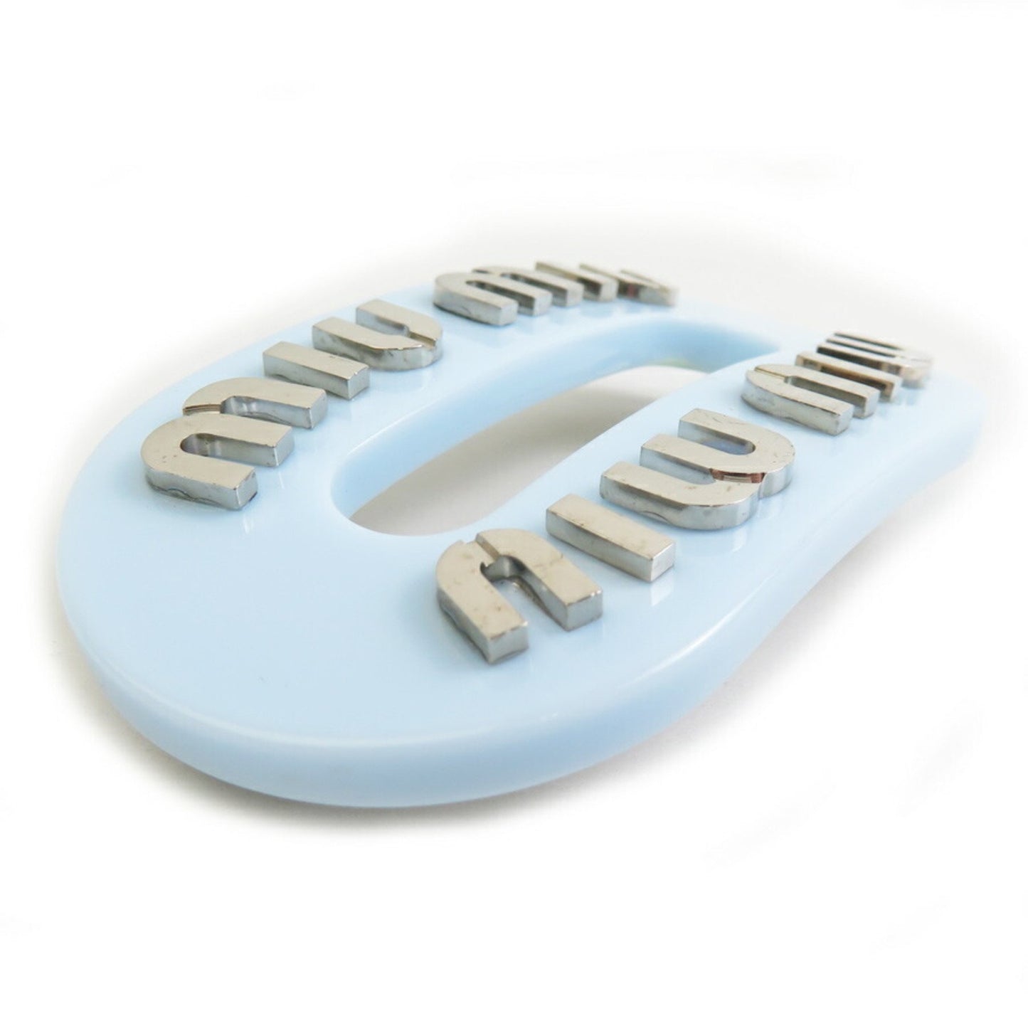 Miu Miu Miu Barrette Hair Accessory Resin Light Blue X Silver