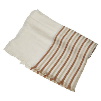 Gucci Gg Stripe Scarf Large Stole Beige Brown Wool