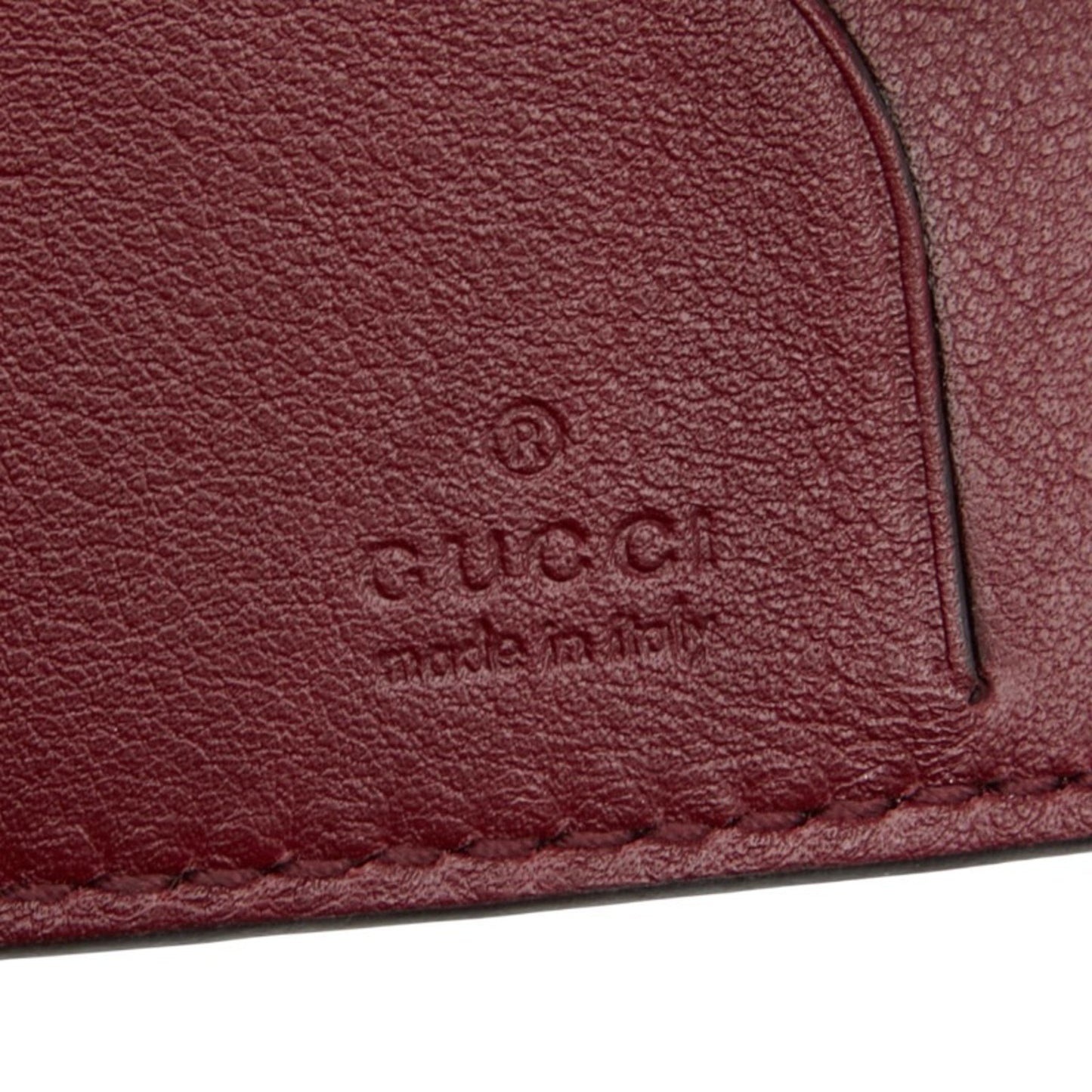 Gucci Micro Guccissima Business Card Case/Card Holder 309656 Wine Red/Bordeaux Leather
