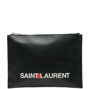 Saint Laurent Logo Clutch Bag In Black