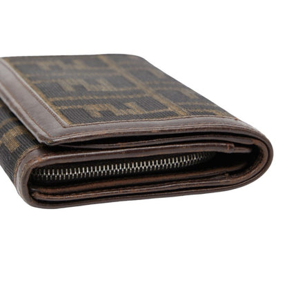 Fendi Zucca Bifold Wallet 31052 Beige Brown Canvas Leather