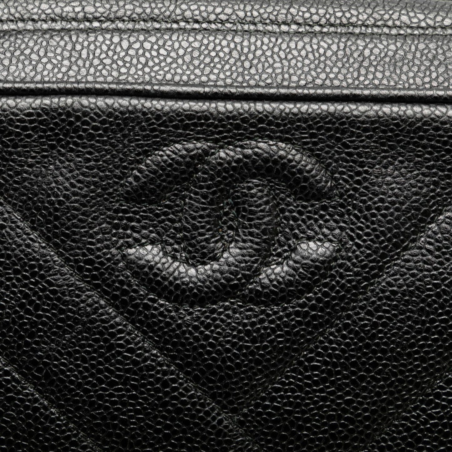 Chanel Coco Mark Bias Stitch Crossbody Shoulder Bag In Black Caviar Leather