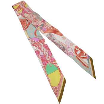 Hermes Scarf Twilly Cavalleria D Etriers Cavalry Armor Silk Multicolor Pink 180443