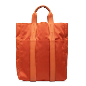 Hermes Herms Acapulco Cabas Mm Tote Bag In Orange Toile Chevron Leather