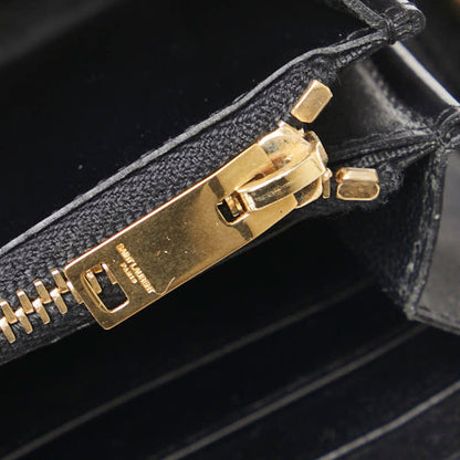 Saint Laurent Round Zip Long Wallet 326599 Black Leather