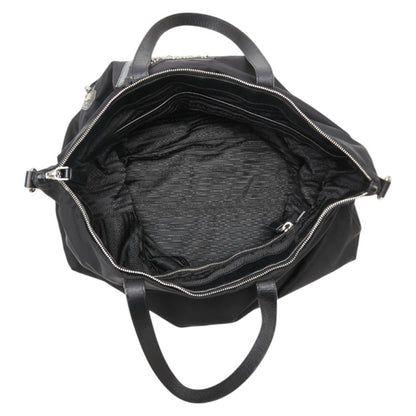Prada Skull Stud Handbag Tote Bag Black Nylon Leather