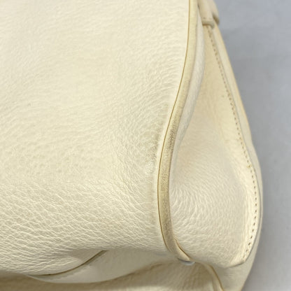 Salvatore Ferragamo Gancini Leather Handbag In Ivory