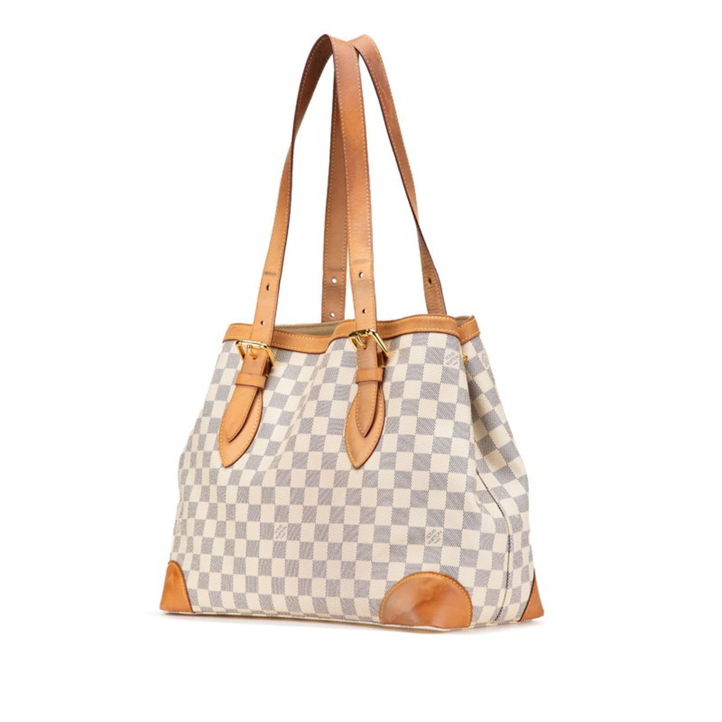 Louis Vuitton Damier Azur Hampstead Mm Shoulder Bag Tote N51206 White Leather