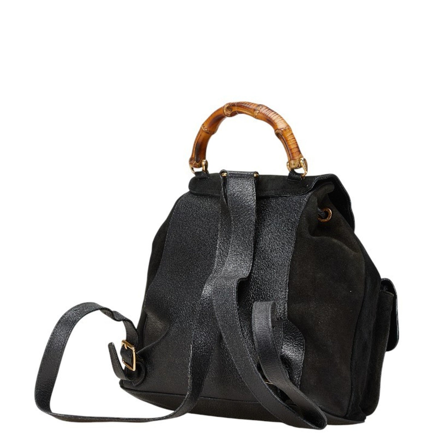 Gucci Bamboo Backpack 003 58 Black Suede Leather