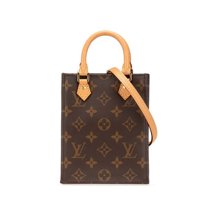 Louis Vuitton Monogram Petite Sac Plat Handbag/Shoulder Bag 2Way M81295 Brown Leather