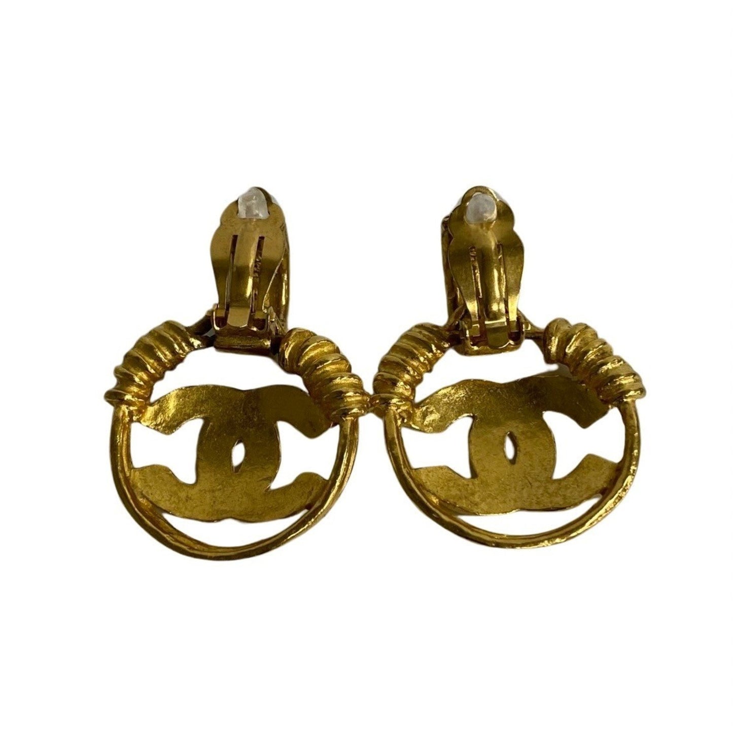 Chanel 94P Engraved Coco Mark Metal Fittings Gp Earrings