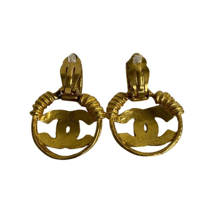 Chanel 94P Engraved Coco Mark Metal Fittings Gp Earrings